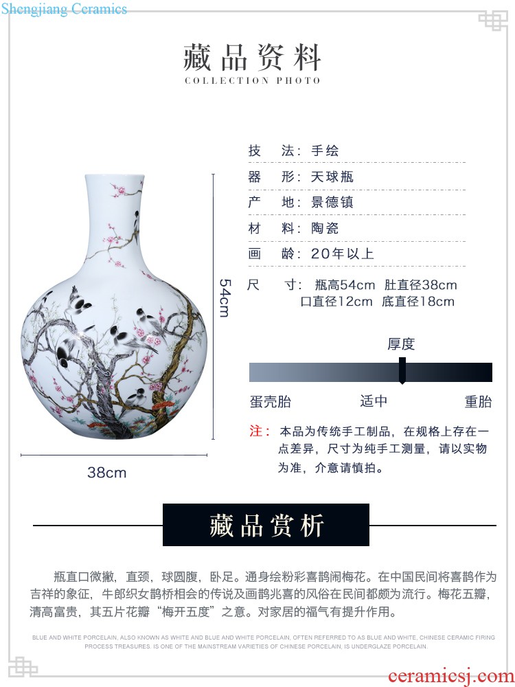 Jingdezhen ceramics hand-painted pastel dry flower vases, Chinese style household decorative arts and crafts collection TV ark furnishing articles