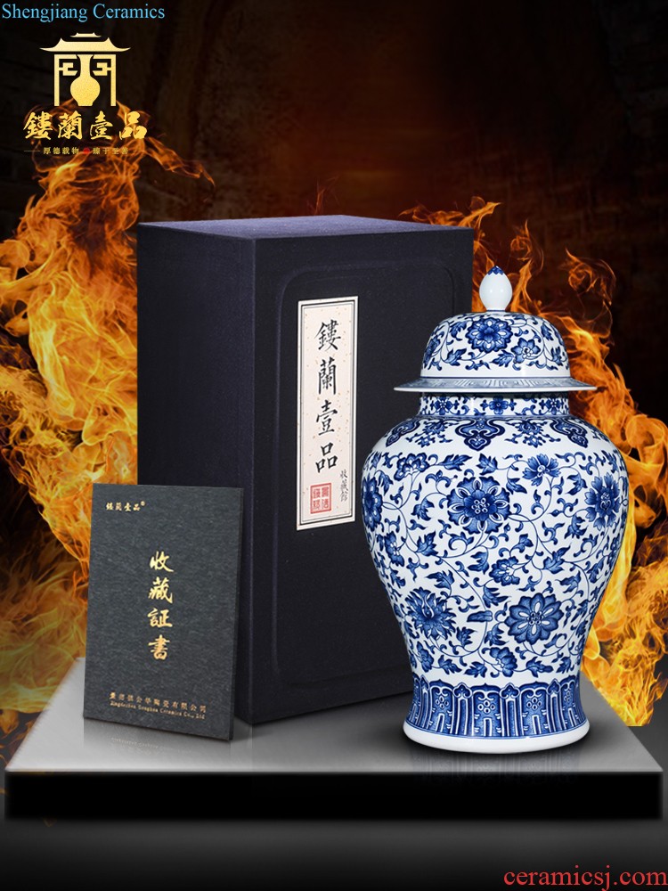 Jingdezhen ceramics hand-painted flower vase new Chinese style household living room TV cabinet craft decoration wedding furnishing articles