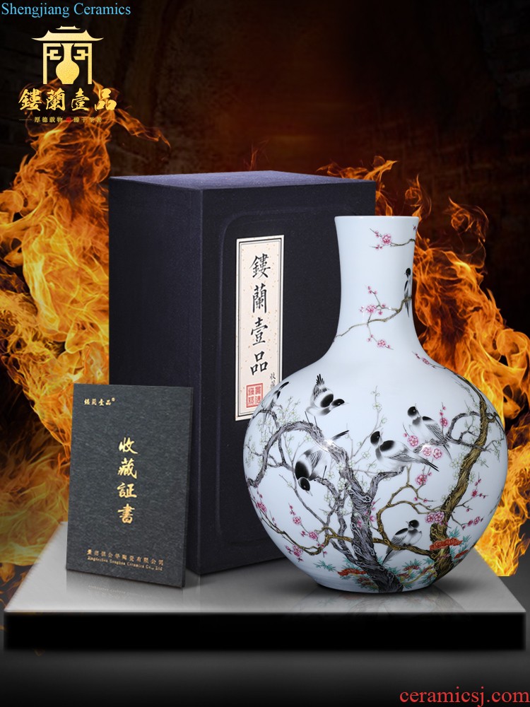 Jingdezhen ceramics hand-painted pastel dry flower vases, Chinese style household decorative arts and crafts collection TV ark furnishing articles