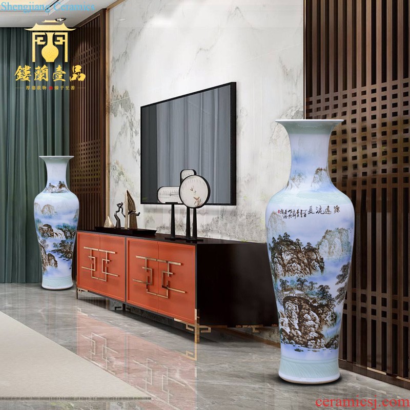 Jingdezhen ceramic hand-painted flower arranging thin foetus vase furnishing articles of modern Chinese style of new Chinese style household decorative sitting room