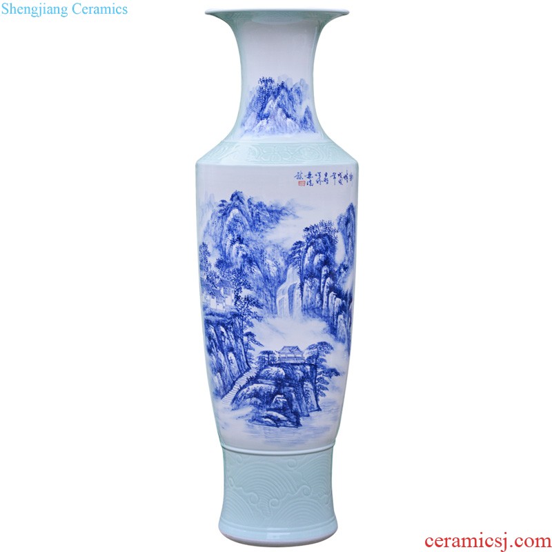 Jingdezhen blue and white ceramics archaize floor big vase hotel villa living room for the opening of new Chinese style decoration furnishing articles