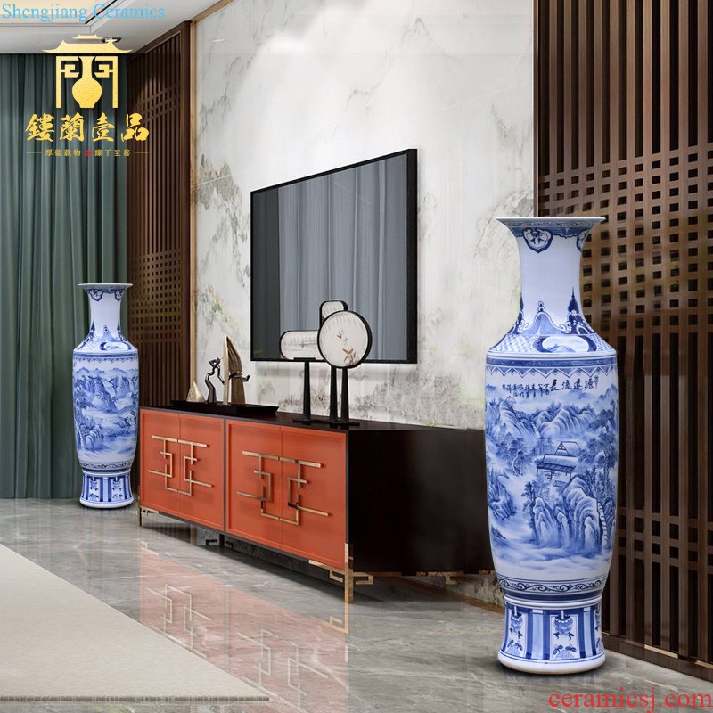 Jingdezhen ceramics hand-painted scenery of large vases, new Chinese style villa living room hotel opening decorative furnishing articles