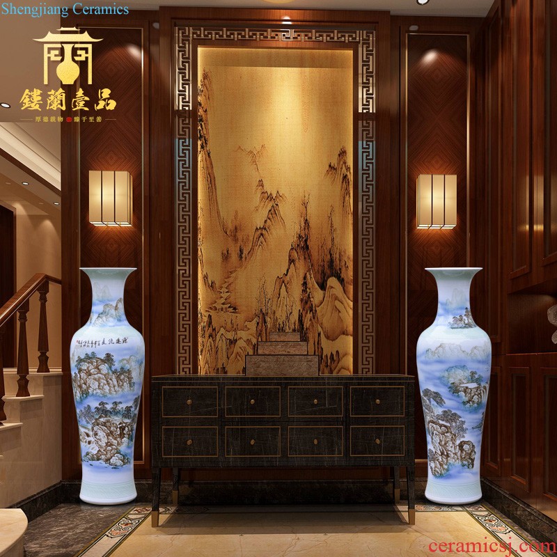 Jingdezhen blue and white ceramics of large vases, new Chinese style villa living room decoration to the hotel hotel furnishing articles