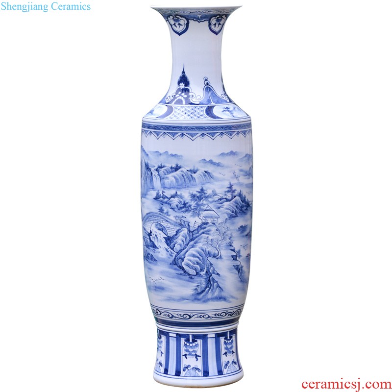 Jingdezhen ceramics hand-painted scenery of large vases, new Chinese style villa living room hotel opening decorative furnishing articles