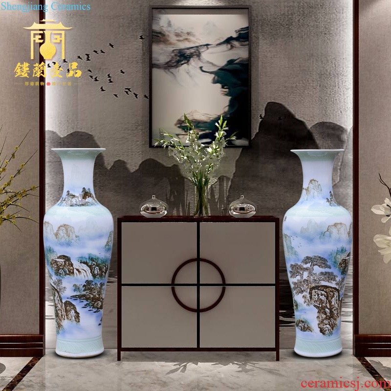 Jingdezhen ceramic hand-painted flower arranging thin foetus vase furnishing articles of modern Chinese style of new Chinese style household decorative sitting room