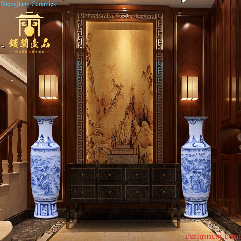 Jingdezhen ceramics hand-painted scenery of large vases, new Chinese style villa living room hotel opening decorative furnishing articles