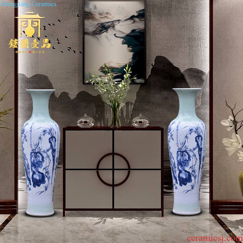 Jingdezhen ceramics imitation qing qianlong yellow scramble for colour live big flower vase sitting room home furnishing articles