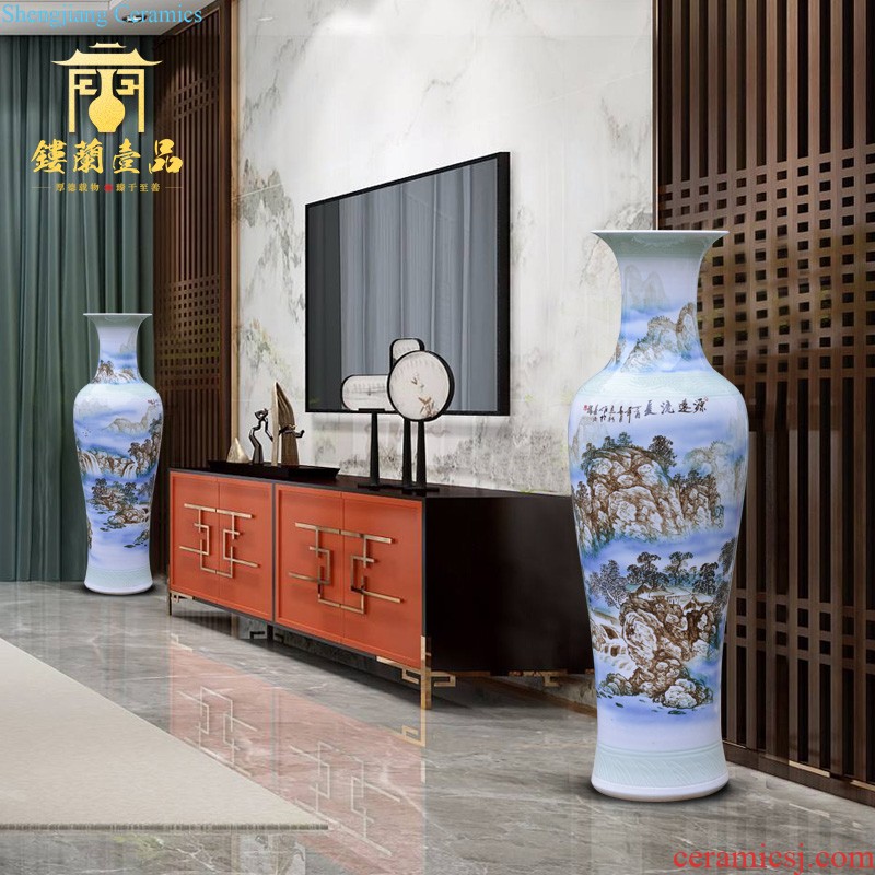 Jingdezhen blue and white ceramics of large vases, new Chinese style villa living room decoration to the hotel hotel furnishing articles