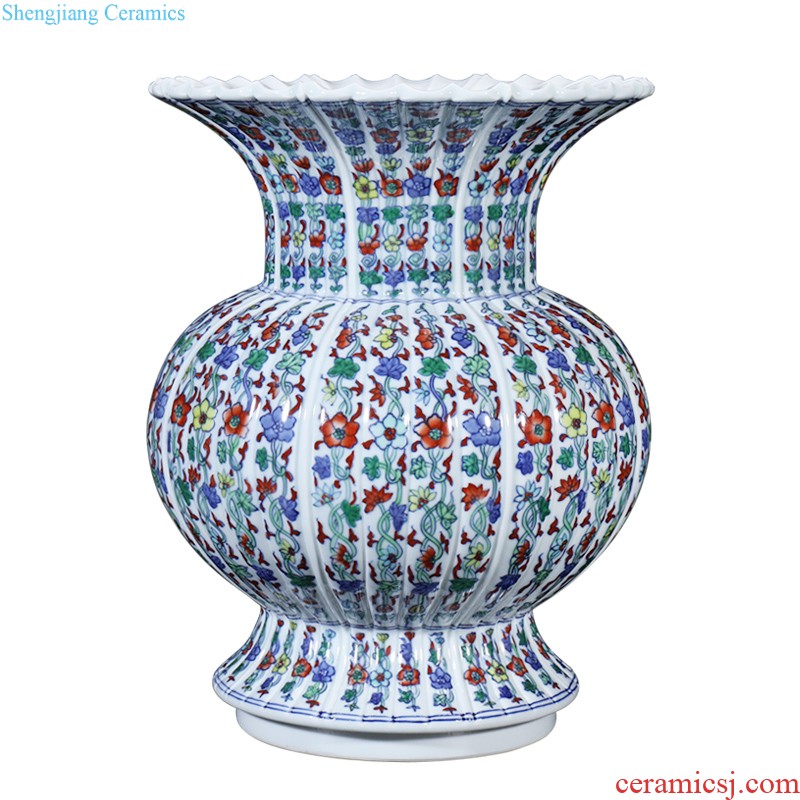 Jingdezhen ceramics hand-drawn square painting of flowers and household decoration as collection of new Chinese style antique vase furnishing articles