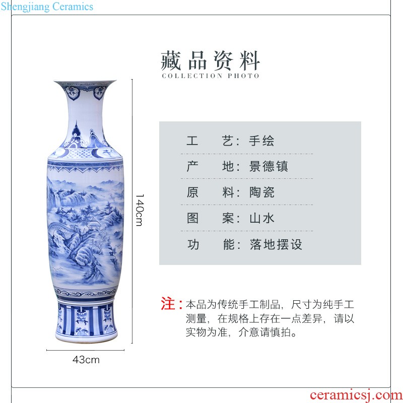 Jingdezhen ceramics hand-painted scenery of large vases, new Chinese style villa living room hotel opening decorative furnishing articles