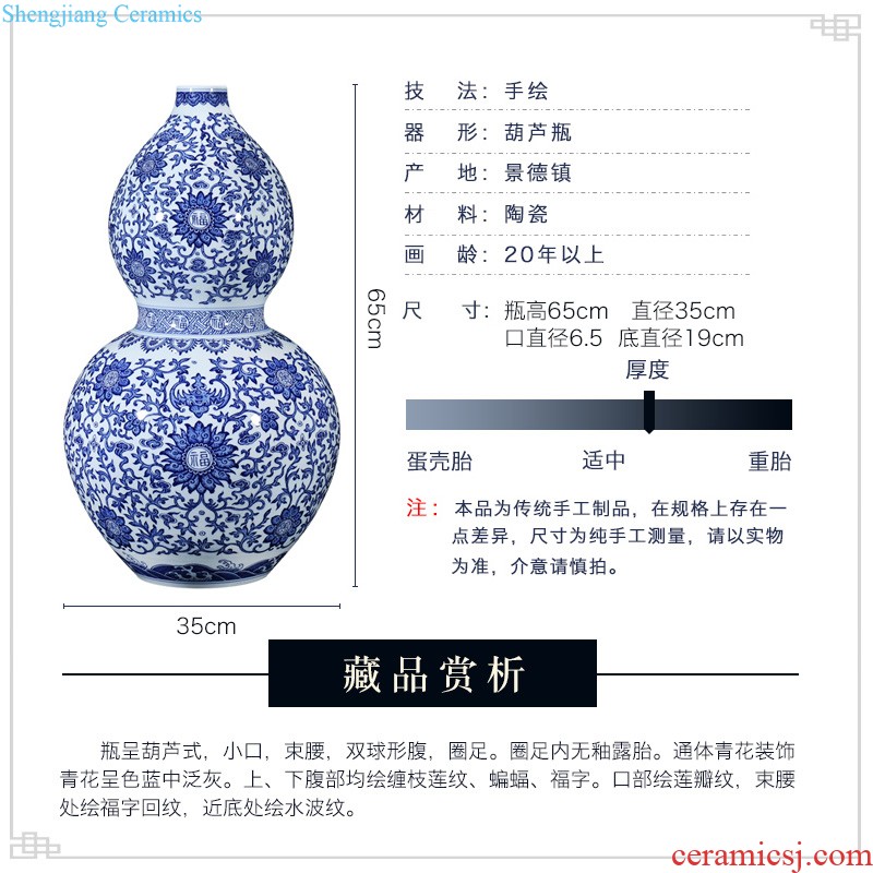 Master of jingdezhen ceramics hand-painted pastel flowers decorative vase sitting room furniture collection of new Chinese style furnishing articles