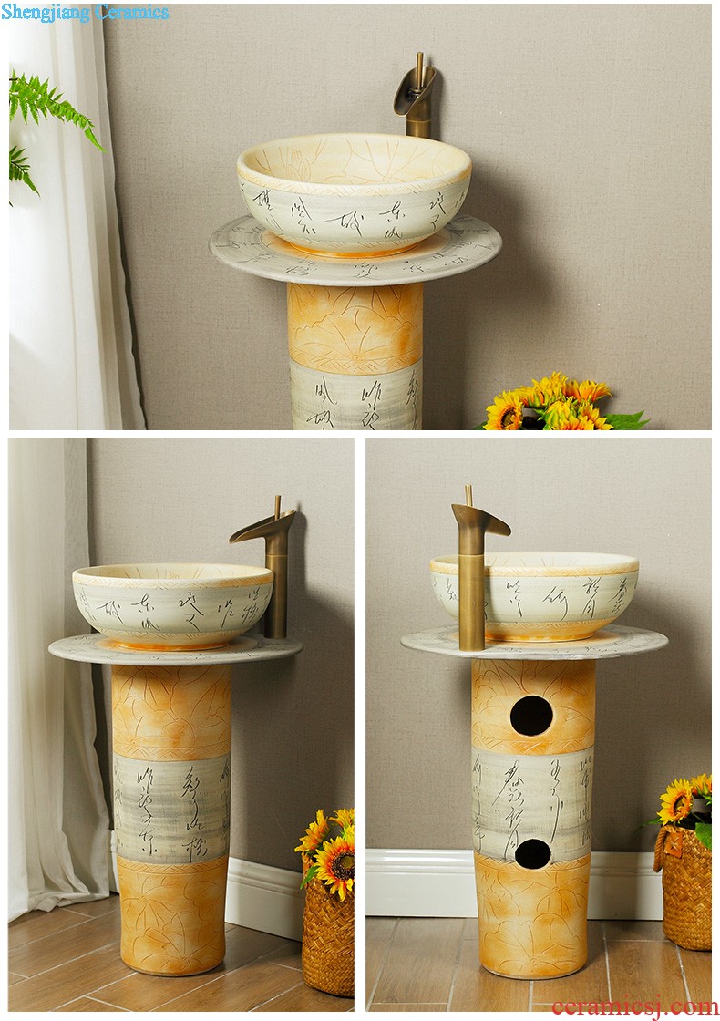 Koh larn qi ceramic column basin sink console art to a whole basin bathroom pillar type lavatory