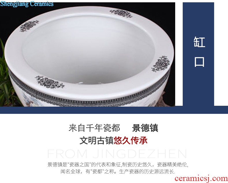 Jingdezhen ceramics China red high landing big sitting room yellow and blue vase home TV ark adornment furnishing articles