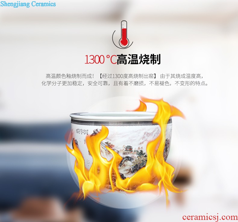 Jingdezhen ceramics China red high landing big sitting room yellow and blue vase home TV ark adornment furnishing articles