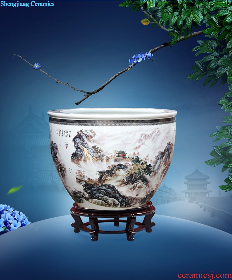 Jingdezhen ceramics China red high landing big sitting room yellow and blue vase home TV ark adornment furnishing articles