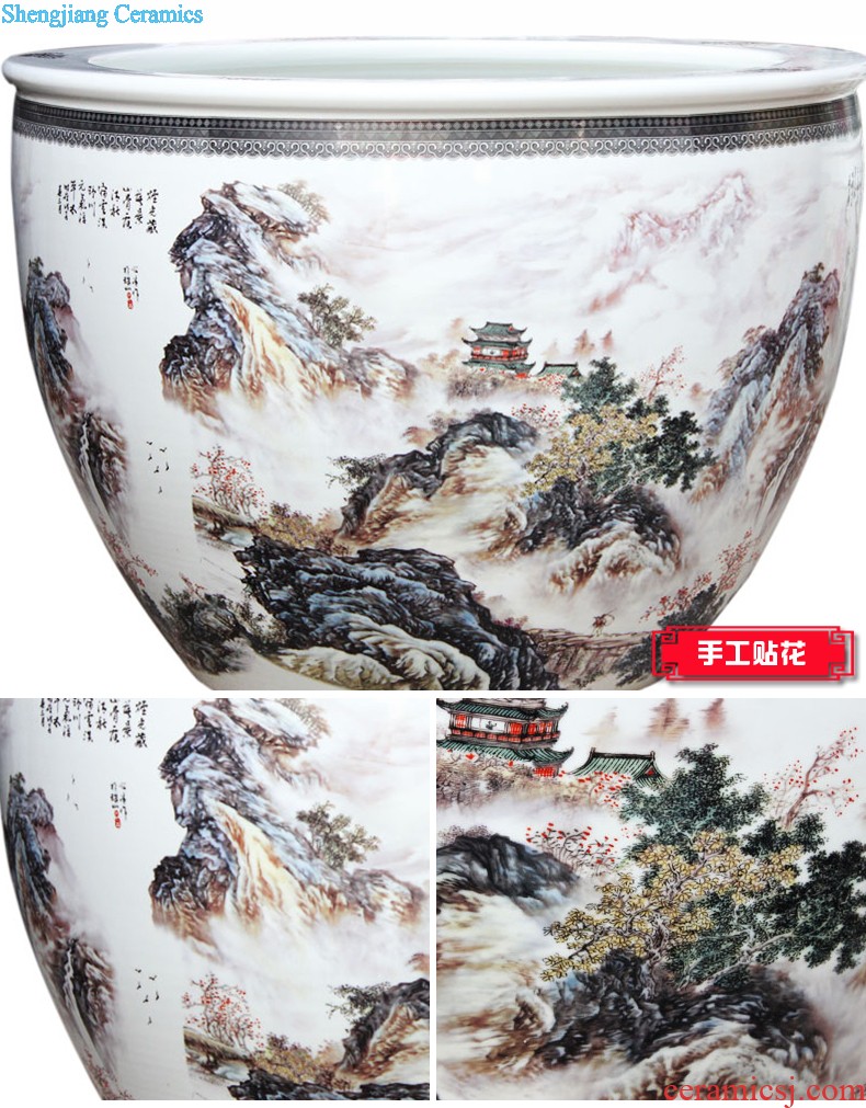 Jingdezhen ceramics China red high landing big sitting room yellow and blue vase home TV ark adornment furnishing articles