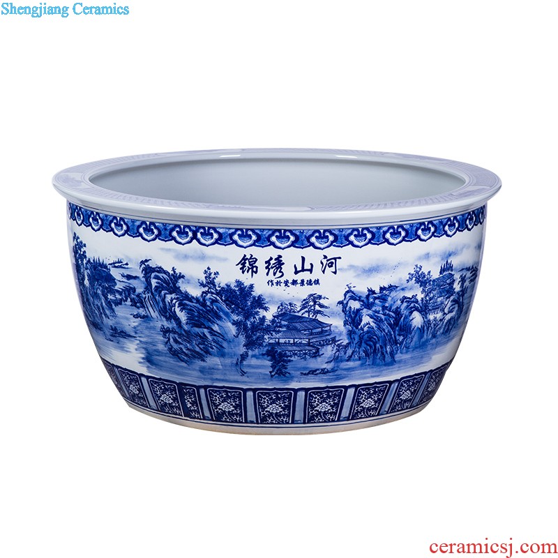 Jingdezhen ceramics hand-painted scenery large vases, new Chinese style household decorations sitting room floor office furnishing articles