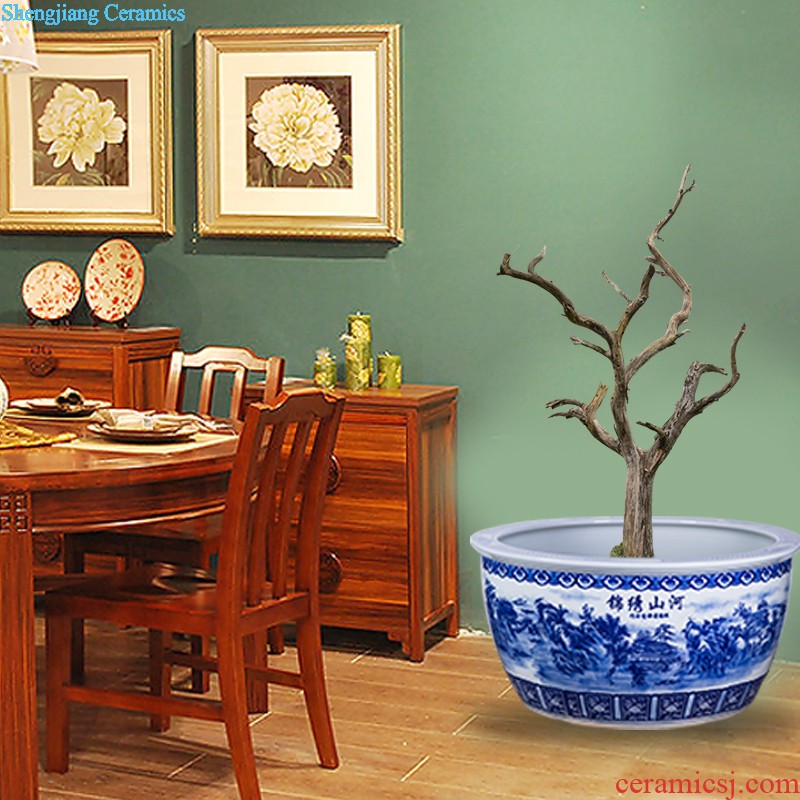 Jingdezhen ceramics hand-painted scenery large vases, new Chinese style household decorations sitting room floor office furnishing articles