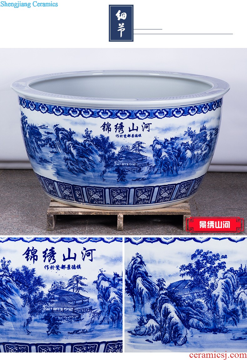 Jingdezhen ceramics hand-painted scenery large vases, new Chinese style household decorations sitting room floor office furnishing articles