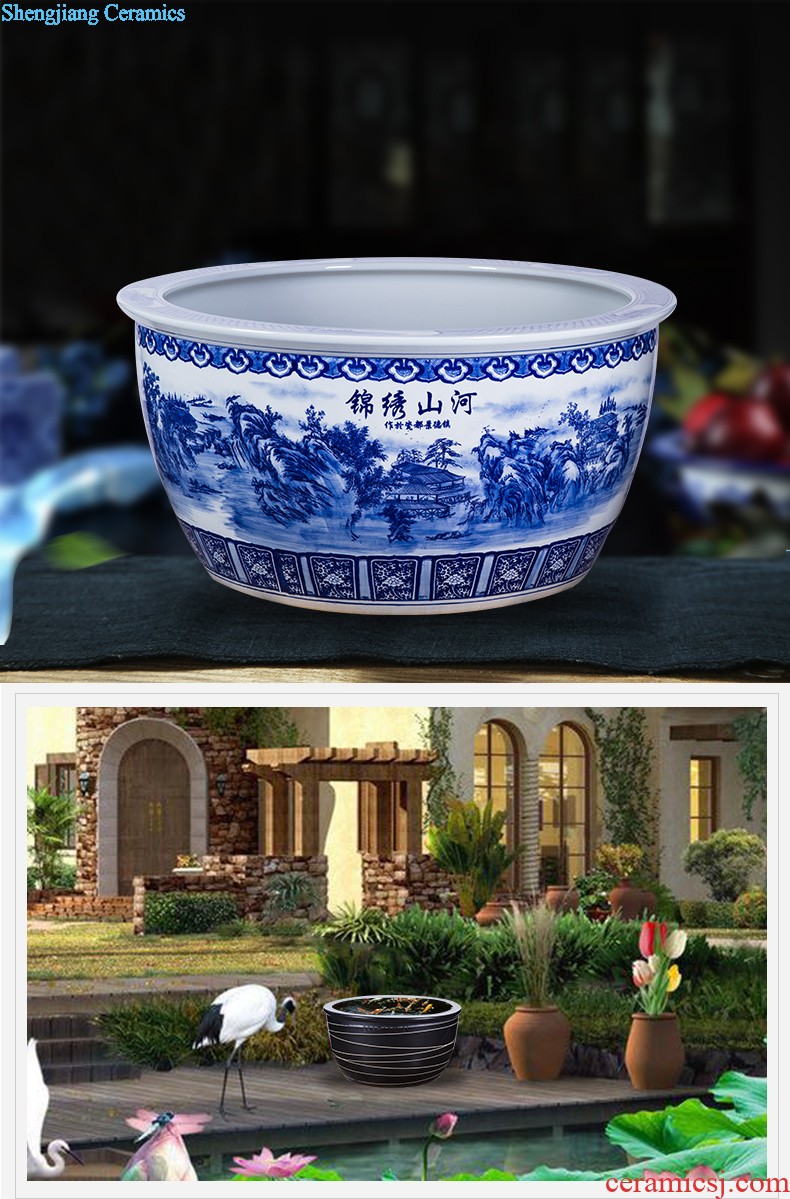 Jingdezhen ceramics hand-painted scenery large vases, new Chinese style household decorations sitting room floor office furnishing articles