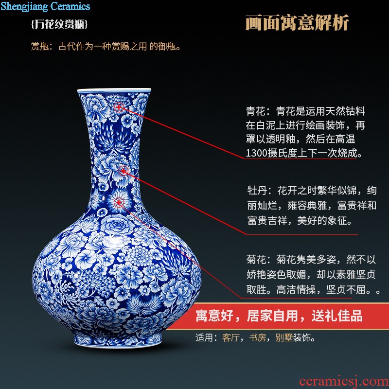 Jingdezhen ceramic vase hand-painted home furnishing articles sitting room porch decoration villa room decoration rural wind