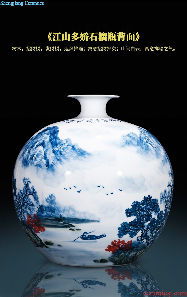 Jingdezhen porcelain vases, antique hand-painted imitation of yuan blue and white guiguzi down big pot sitting room adornment is placed