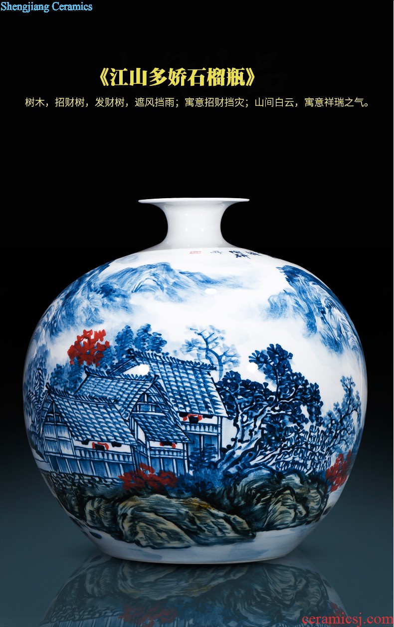 Jingdezhen porcelain vases, antique hand-painted imitation of yuan blue and white guiguzi down big pot sitting room adornment is placed