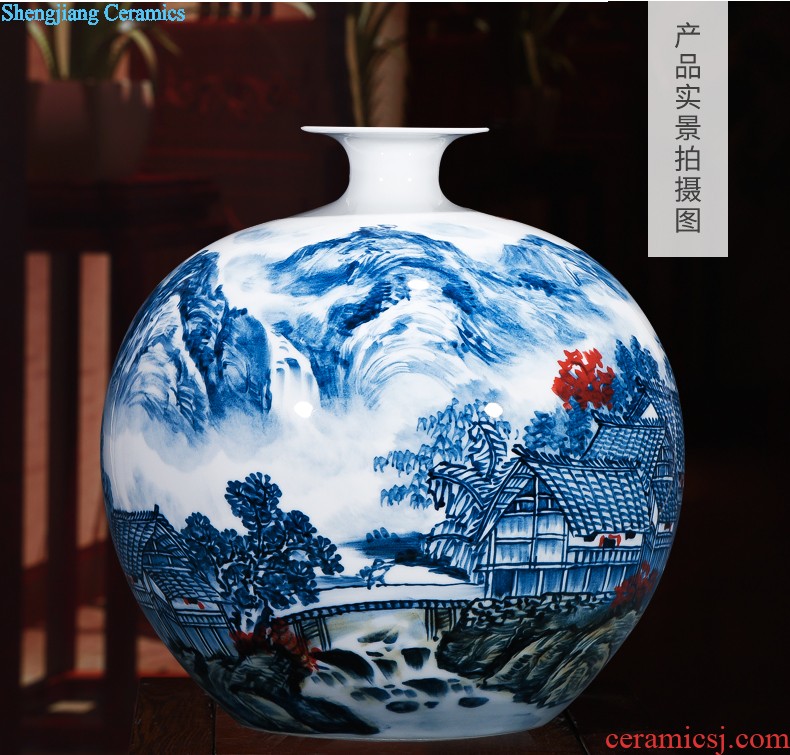 Jingdezhen porcelain vases, antique hand-painted imitation of yuan blue and white guiguzi down big pot sitting room adornment is placed