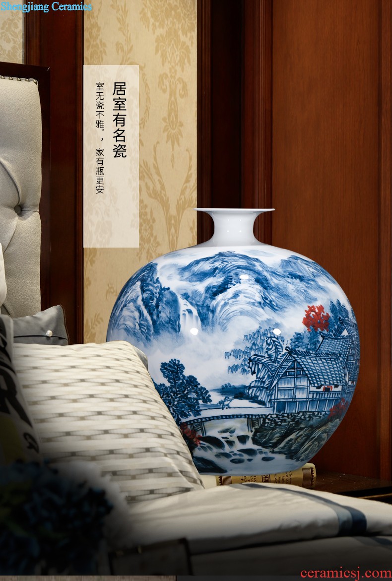 Jingdezhen porcelain vases, antique hand-painted imitation of yuan blue and white guiguzi down big pot sitting room adornment is placed