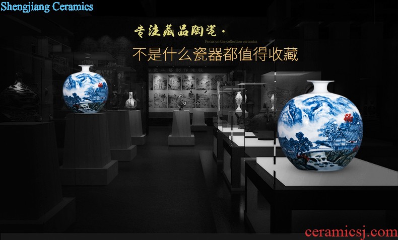 Jingdezhen porcelain vases, antique hand-painted imitation of yuan blue and white guiguzi down big pot sitting room adornment is placed