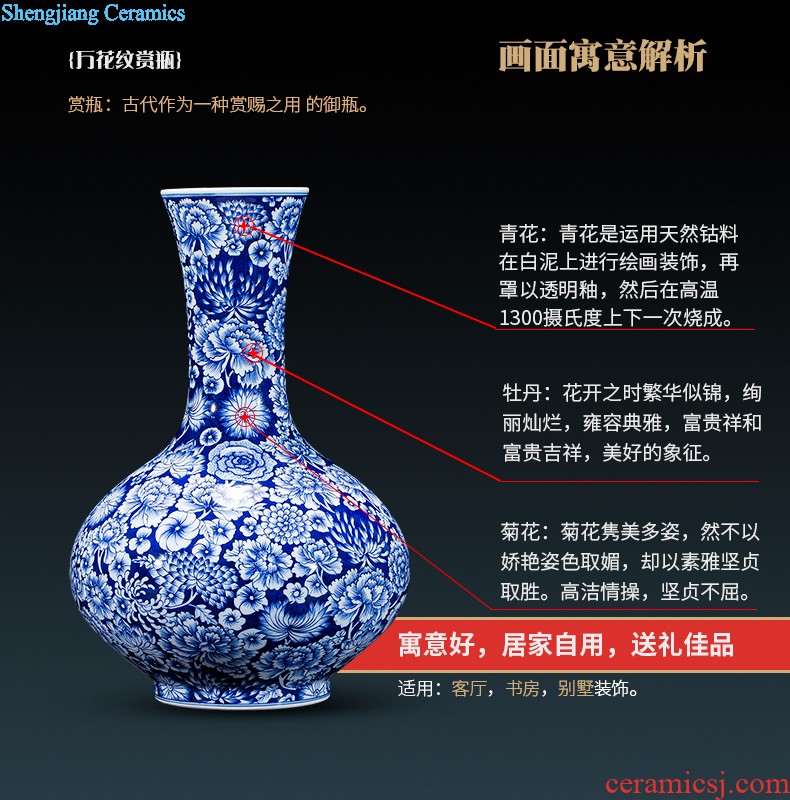 Jingdezhen ceramic vase hand-painted home furnishing articles sitting room porch decoration villa room decoration rural wind