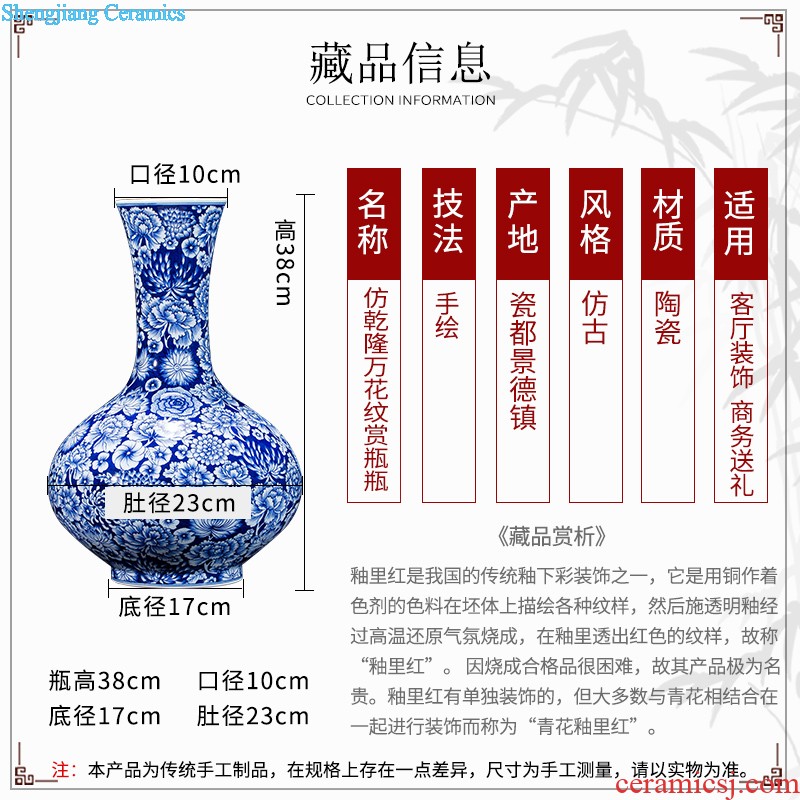 Jingdezhen ceramic vase hand-painted home furnishing articles sitting room porch decoration villa room decoration rural wind