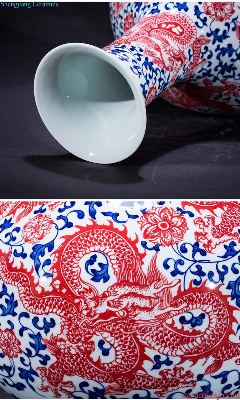 Jingdezhen chinaware paint large vase archaize qianlong classical Chinese style home sitting room adornment is placed