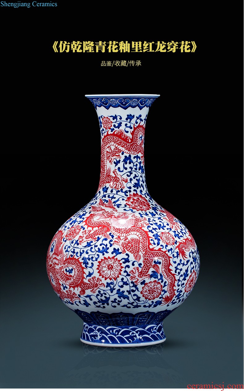 Jingdezhen chinaware paint large vase archaize qianlong classical Chinese style home sitting room adornment is placed