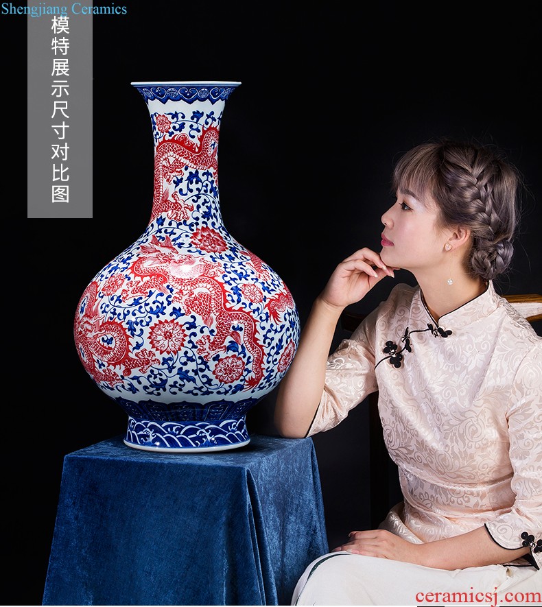 Jingdezhen chinaware paint large vase archaize qianlong classical Chinese style home sitting room adornment is placed