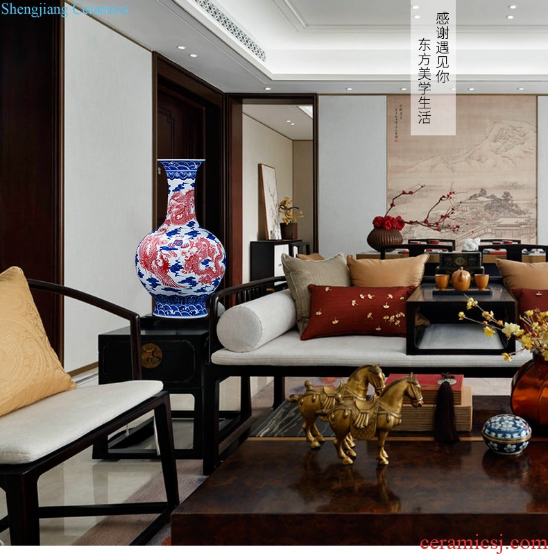 Jingdezhen chinaware paint large vase archaize qianlong classical Chinese style home sitting room adornment is placed