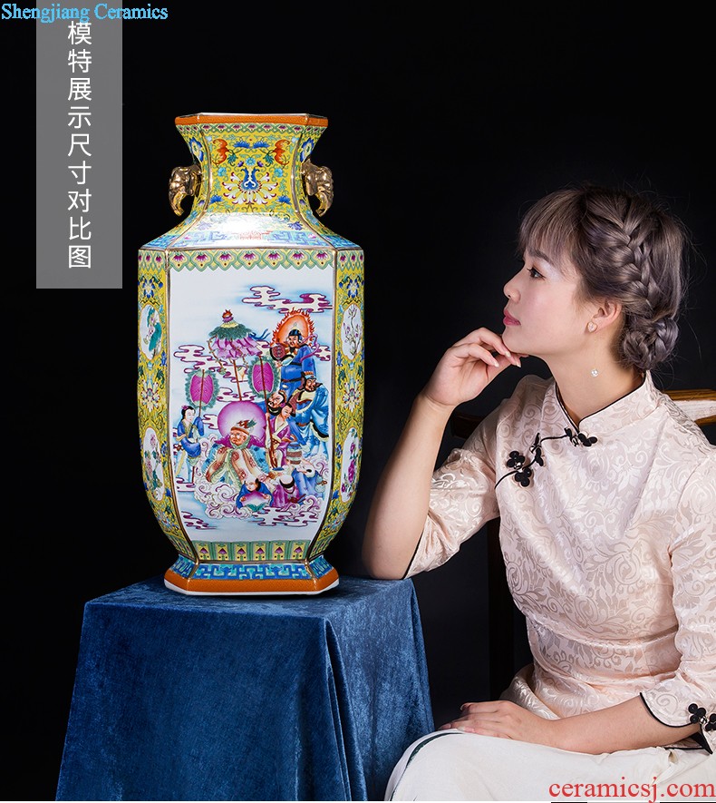 Famous master of jingdezhen ceramics hand-painted porcelain vases, flower arrangement of Chinese style home sitting room adornment is placed