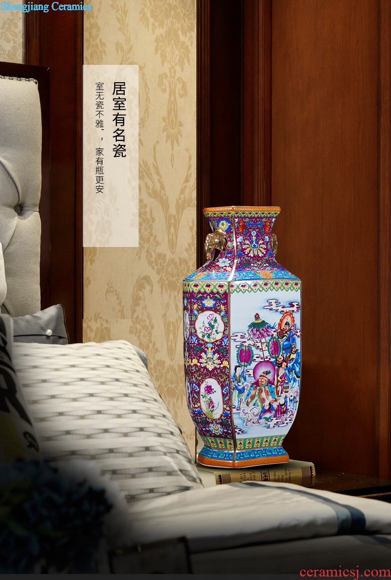 Famous master of jingdezhen ceramics hand-painted porcelain vases, flower arrangement of Chinese style home sitting room adornment is placed