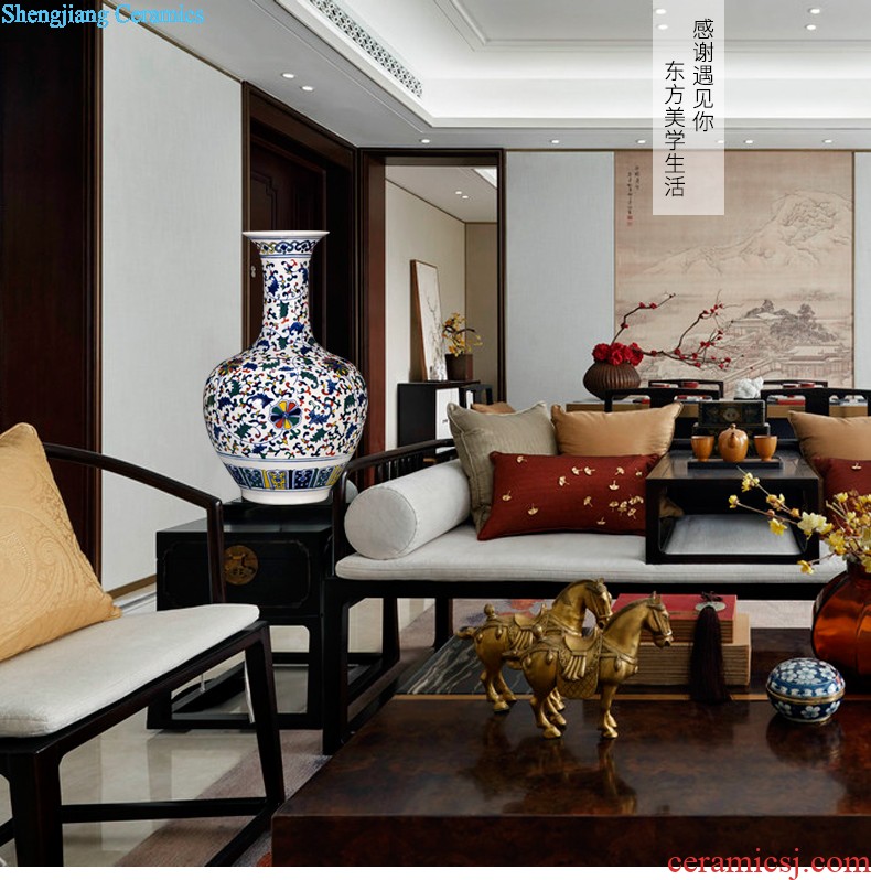 Jingdezhen ceramics large sitting room pastel landscapes of large vases, antique Chinese style household decorative furnishing articles