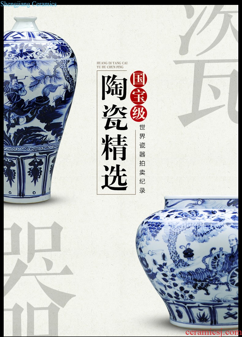 Jingdezhen blue and white porcelain vases, ceramic furnishing articles flower arranging machine of Chinese style living room decorations hand-painted porcelain craft porcelain