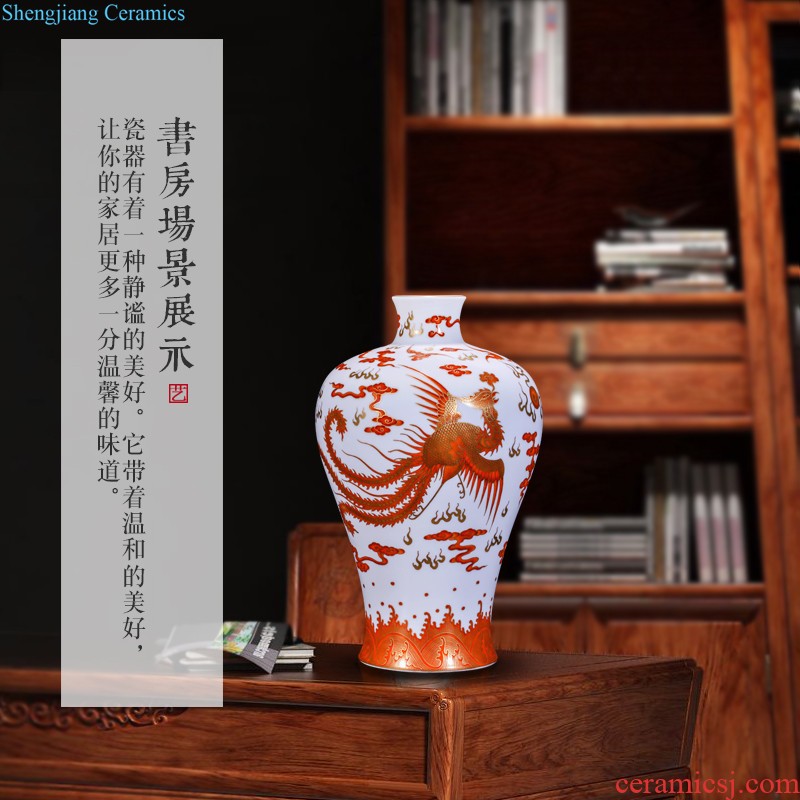 Jingdezhen ceramics hand-painted jack pastel landscape square vase new rich ancient frame of Chinese style household decorative furnishing articles