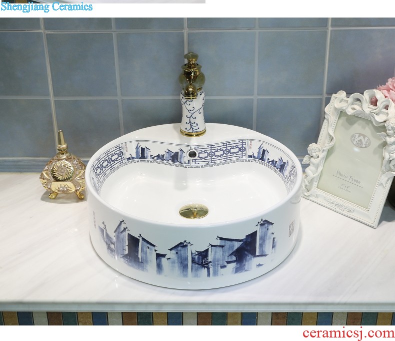 North European creative round the stage basin Lavabo of household toilet ceramic wash basin to art trumpet