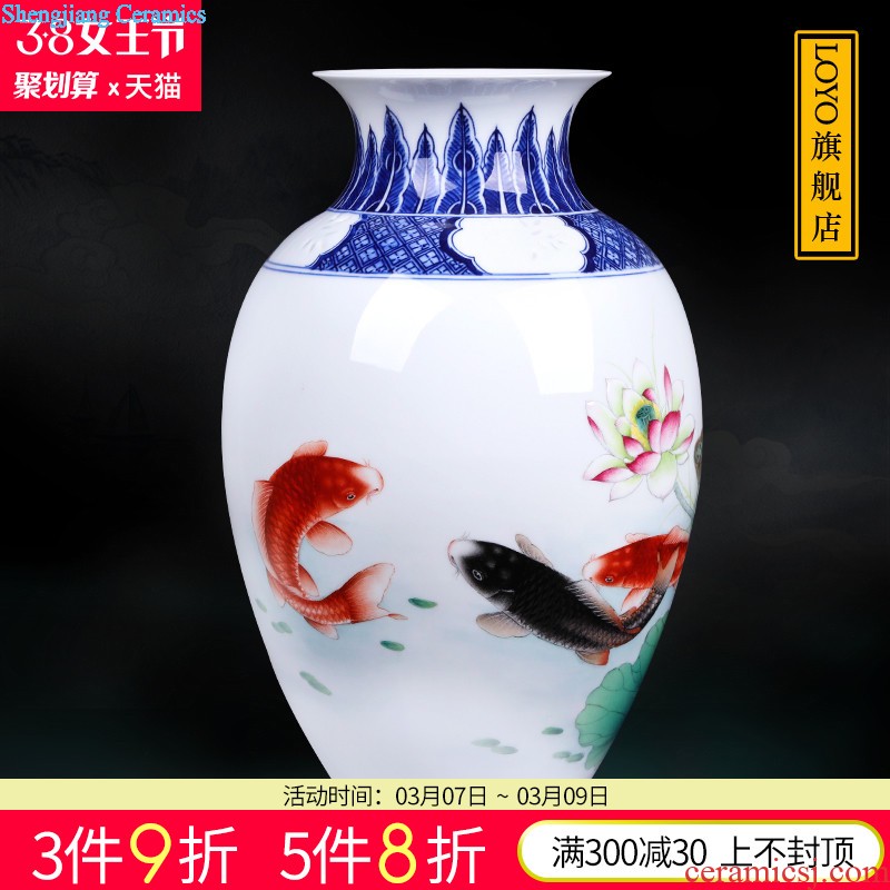 Jingdezhen ceramic thin foetus vase furnishing articles hand-painted pastel in successive years New Chinese style new opening decorations