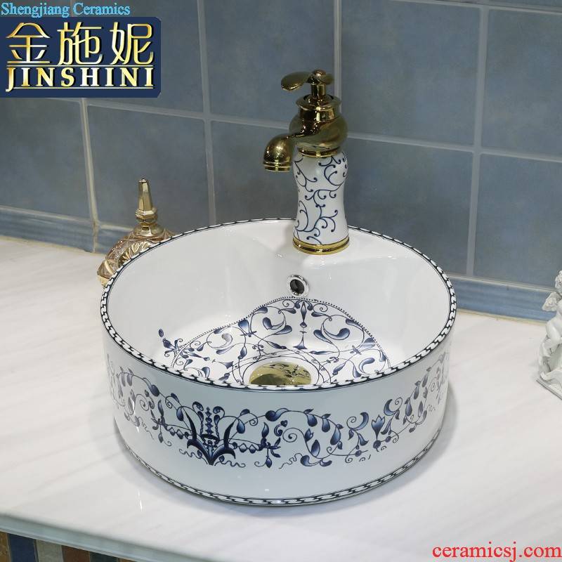 European rose stage basin rectangle ceramic household bowl lavatory basin sink art Mosaic gold sink