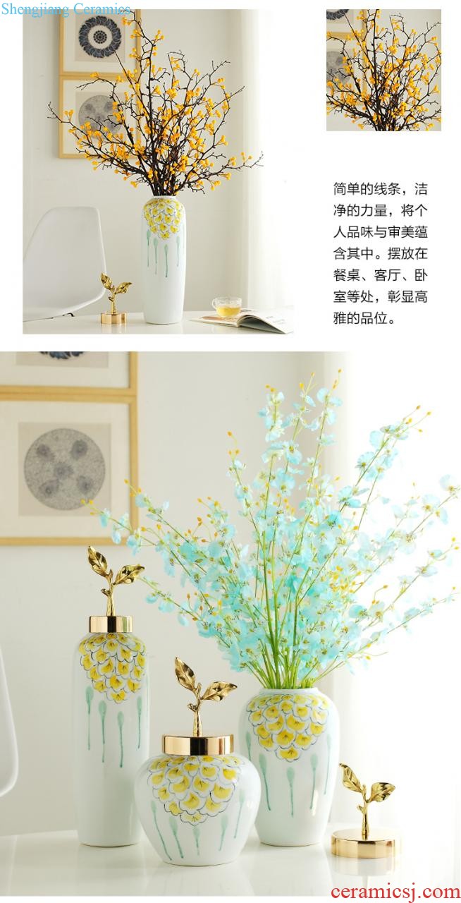 Jingdezhen porcelain vases, pottery and porcelain enamel handpainted anaglyph peony flower arranging TV ark of contemporary sitting room adornment