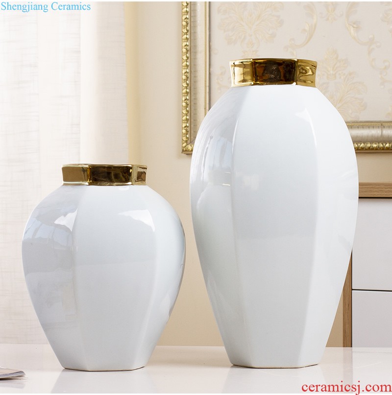 Jingdezhen ceramic blue vase Nordic furnishing articles European sitting room dry flower arranging flowers soft outfit decoration decoration TV ark