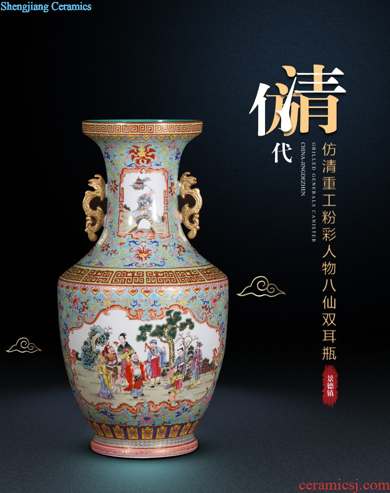 Jingdezhen ceramics furnishing articles imitation qing qianlong pastel bound branch grain ears gourd vases, Chinese style household decorations