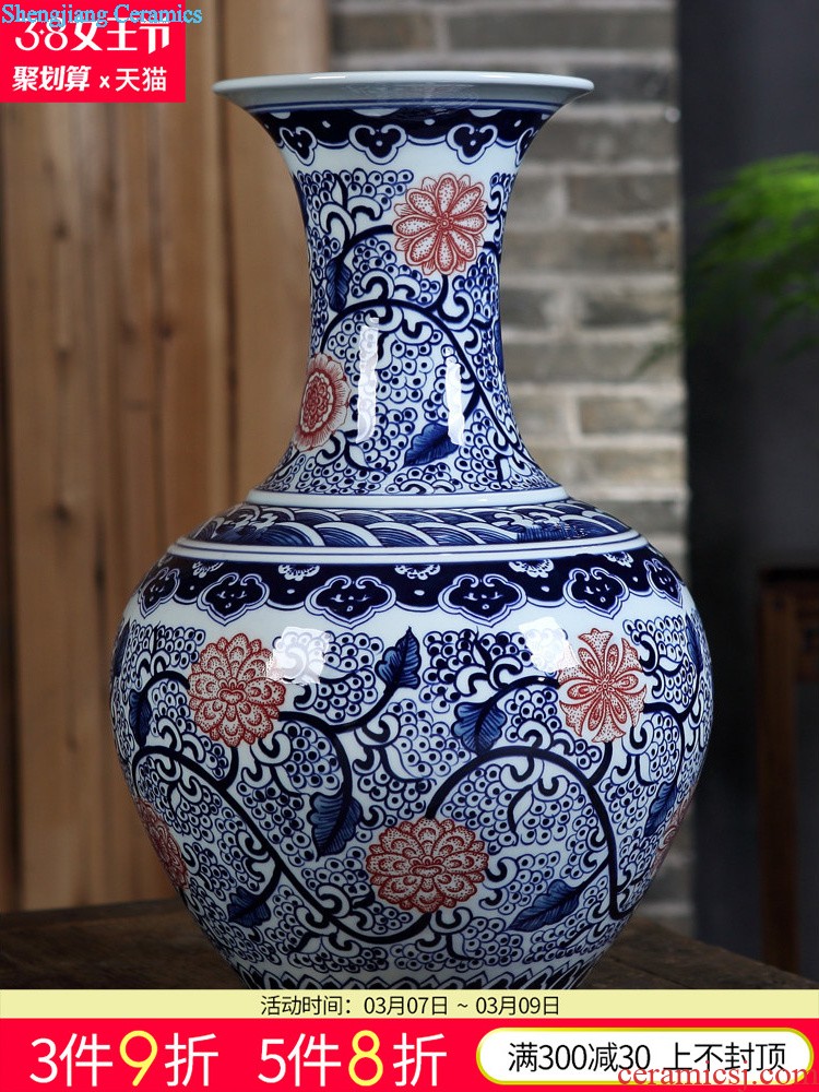 Jingdezhen pastel hand-painted vases desktop sitting room adornment is placed flower arrangement of new Chinese style household ceramics handicraft