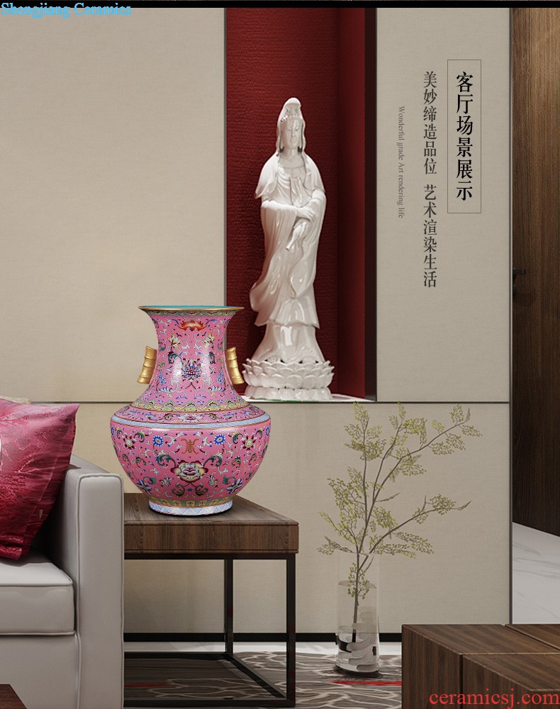 Jingdezhen ceramics powder enamel archaize tong qu wooden stick vases, flower arranging Chinese style classical home furnishing articles