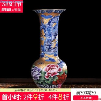 Jingdezhen ceramics Gold kirin blue and white porcelain vase spit bead Contemporary and fashionable sitting room adornment is placed process